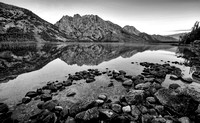 Jenny Lake Early Morning Reflection in Monochrome